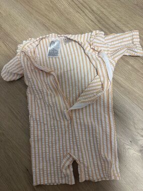 H&M Peach and White Striped Kids One-Piece Swimsuit